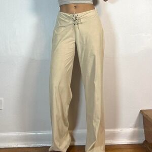 Euro vintage Y2K Cream wide leg pants with drawstring waist by Rita